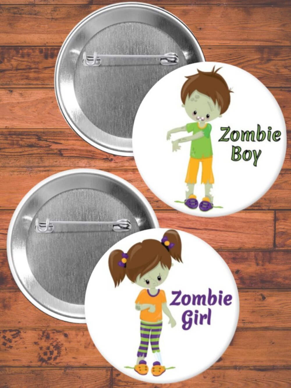 Zombie Boy Girl Gender Reveal Party Favors, Pin Back Buttons, Baby Shower